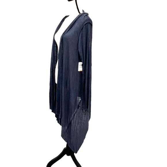 CUT25 BY YIGAL AZROUEL DENIM BLUE SILK/VISCOSE OPEN ASYMMETRICAL CARDIGAN - Picture 10 of 16